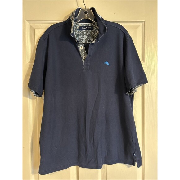 Tommy Bahama Shirt Mens Size Large Blue Tropic Fabric Spectator Polo Cotton Poly - Picture 4 of 10